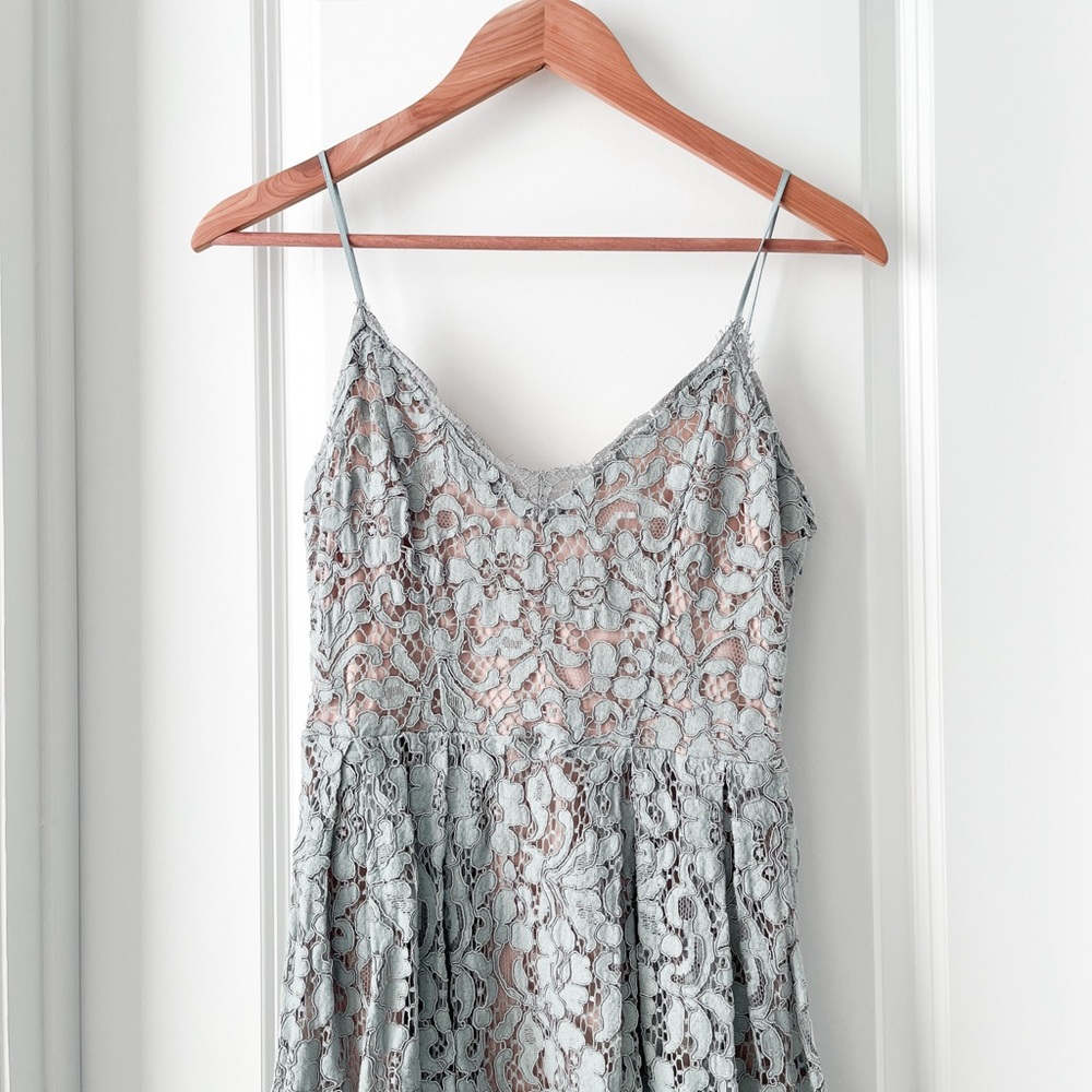 Light Blue Lace Midi Spring Summer Dress